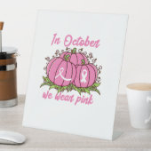 乳がん認識度ティー10月衣服ピンク 台座サイン (インサイチュ)