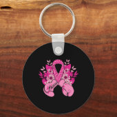 乳がん認識度デザインピンクリボンボクシング キーホルダー (正面)