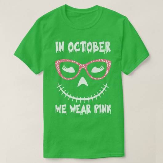 乳がん認識度ハロウィンジャックオランタンP Tシャツ (デザイン正面)