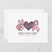 乳がん認識度ハートヒョウ印刷ピンク 案内ポストカード (正面/裏面)