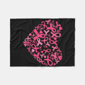 乳がん認識度ハートピンクリボン女性Gi フリースブランケット (正面(横))