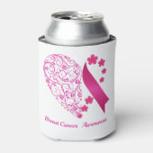 乳がん認識度ハートフローラピンクリボン 缶クーラー (缶正面)