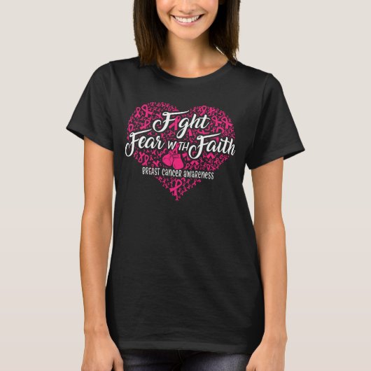 乳がん認識度ハート Tシャツ (正面)