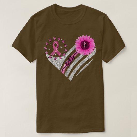 乳がん認識度ヒマワリきらきら光るbli tシャツ (デザイン正面)