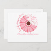 乳がん認識度ピンクフラワー インビテーションポストカード (正面/裏面)