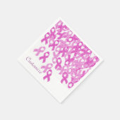 乳がん認識度ピンクベルベットリボンナプキン スタンダードカクテルナプキン (角)