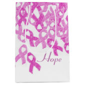 乳がん認識度ピンクベルベットリボンバッグ2 ミディアムペーパーバッグ (正面)