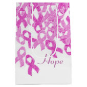 乳がん認識度ピンクベルベットリボンバッグ2 ミディアムペーパーバッグ (裏面)