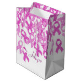 乳がん認識度ピンクベルベットリボンバッグ2 ミディアムペーパーバッグ (裏面アングル)