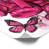 乳がん認識度ピンクボクシング手袋ピンクRi ポスター (角)