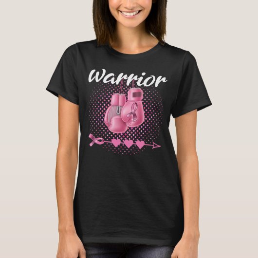 乳がん認識度ピンクボクシング手袋戦士 Tシャツ (正面)