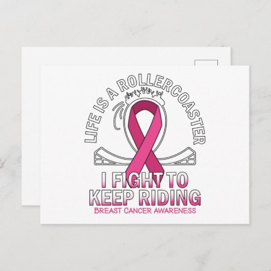 乳がん認識度ピンクリボンとがん闘い ポストカード (正面/裏面)