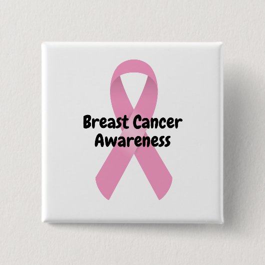 乳がん認識度ピンクリボンカスタムメッセージ 缶バッジ (正面)