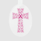 乳がん認識度ピンクリボンクロス オーナメント (正面)