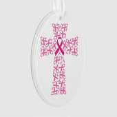 乳がん認識度ピンクリボンクロス オーナメント (正面)