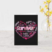 乳がん認識度ピンクリボンハート生存者 カード (黄色い花)