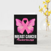 乳がん認識度ピンクリボンバタフライ カード (黄色い花)