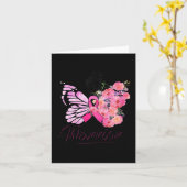 乳がん認識度ピンクリボンバタフライ カード (黄色い花)