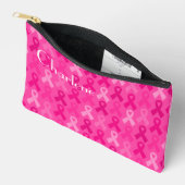 乳がん認識度ピンクリボンパターン アクセサリーポーチ (見開き)