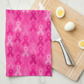 乳がん認識度ピンクリボンパターン キッチンタオル (四つ折り)