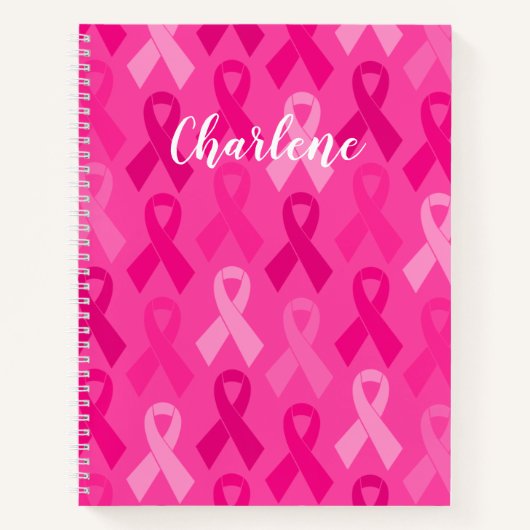 乳がん認識度ピンクリボンパターン ノートブック (正面)