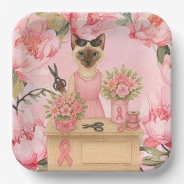 乳がん認識度ピンクリボンフローリスト ペーパープレート