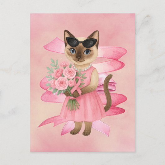 乳がん認識度ピンクリボンフローリスト ポストカード (正面)