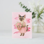 乳がん認識度ピンクリボンフローリスト ポストカード (スタンド正面)