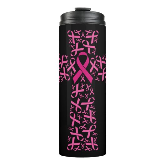 乳がん認識度ピンクリボン十字  タンブラー (正面)