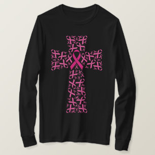 乳がん認識度ピンクリボン十字  Tシャツ