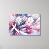 乳がん認識度ピンクリボン抽象芸術 キャンバスプリント (正面)