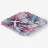 乳がん認識度ピンクリボン抽象芸術 ペーパープレート (傾斜あり)