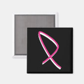 乳がん認識度ピンクリボンI マグネット (正面/裏面)