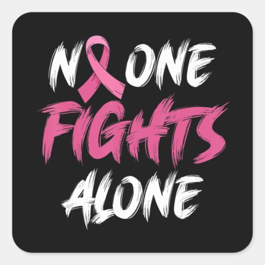 乳がん認識度ピンクリボンTシャツ80 スクエアシール (正面)