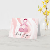 乳がん認識度ピンク考えリボンC カード (黄色い花)