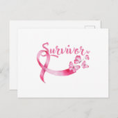 乳がん認識度ピンク蝶リボン 案内ポストカード (正面/裏面)