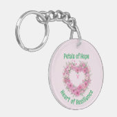 乳がん認識度フローラハートアクリル キーホルダー (正面左)