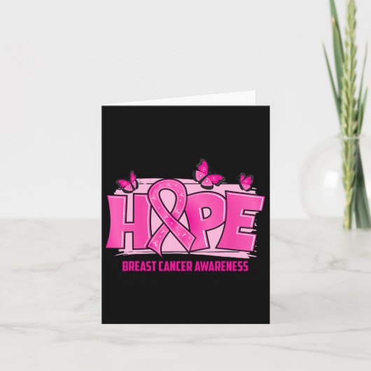 乳がん認識度ホープピンクリボンバタフライ カード (正面)