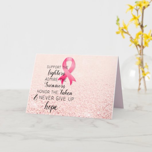 乳がん認識度ホープ感動的引用文 カード (黄色い花)