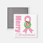 乳がん認識度メリークリスマスリボン マグネット (正面/裏面)