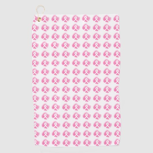 乳がん認識度リボンの水色 ゴルフタオル (正面)