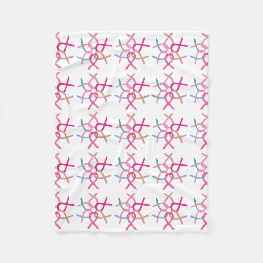 乳がん認識度リボンケモブランケット フリースブランケット (正面)