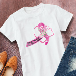 乳がん認識度リボンハートTシャツ Tシャツ
