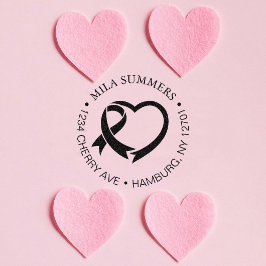 乳がん認識度リボン差出人住所 セルフインキングスタンプ