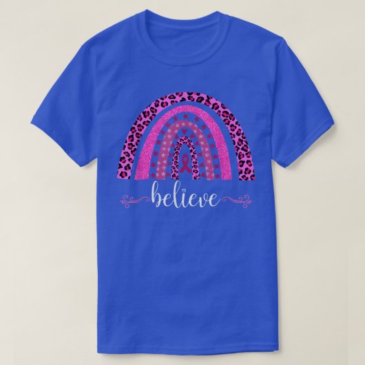 乳がん認識度レインボー信じグラフィック Tシャツ (デザイン正面)