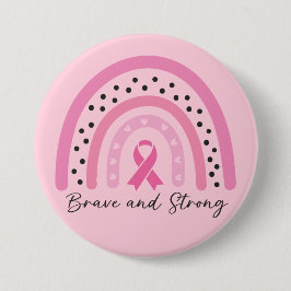 乳がん認識度レインボー – 勇敢と強 缶バッジ