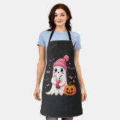 乳がん認識度不気味幽霊ハロウィーン エプロン (着用した状態)