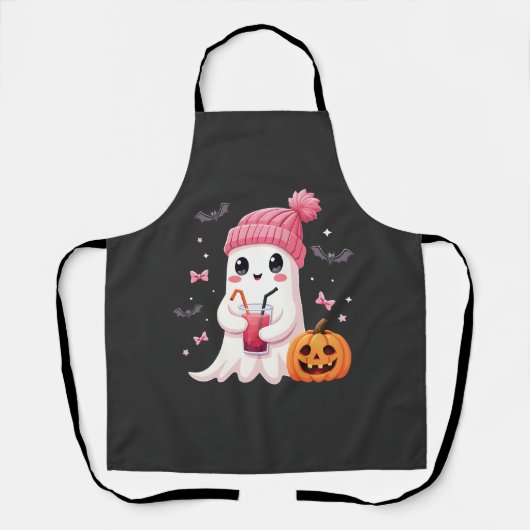 乳がん認識度不気味幽霊ハロウィーン エプロン (正面)