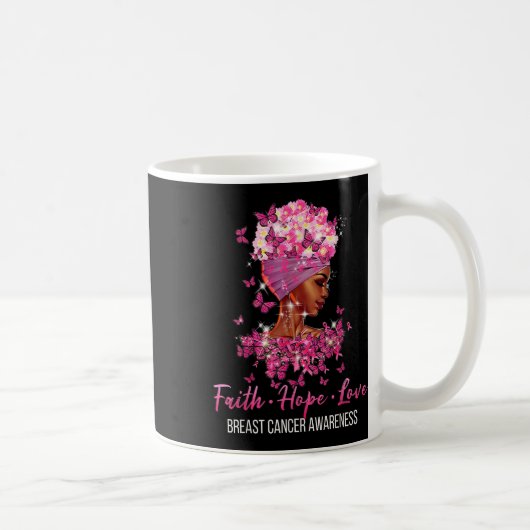乳がん認識度信仰希望ラブバターフリー コーヒーマグカップ (右)