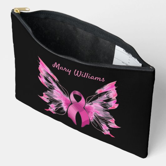 乳がん認識度大型副嚢 アクセサリーポーチ (見開き)